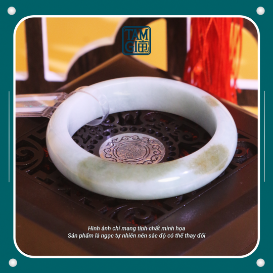 Vòng Cẩm Thạch Băng Bạch Ngọc Vân Rêu (Type A) – Thanh Khiết, Mộc Mạc & Hộ Thân Vững Chắc