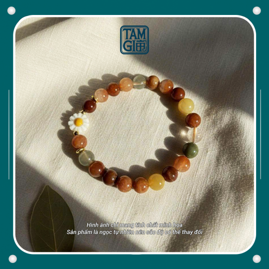 Vòng Tay Thạch Anh Đa Sắc Kim Tiền Charm Hoa Cúc – Vật Phẩm Nạp Năng Lượng