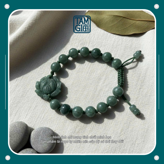 Vòng Tay Lam Ngọc Hoa Sen (Type A) – Vật Phẩm Năng Lượng Thanh Tịnh & Hộ Thân 