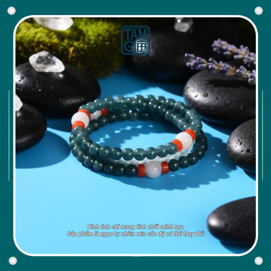 Vòng Lam Ngọc Quấn 3 Vòng mix Bạch Ngọc – Vật Phẩm Bình An, Sức Khỏe & Thanh Tịnh