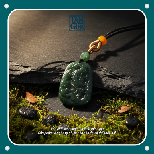 Dây Chuyền Lam Ngọc Khắc Rồng (Type A) – Vật Phẩm Quyền Lực, Thăng Tiến & Tăng Cường Uy Nghi