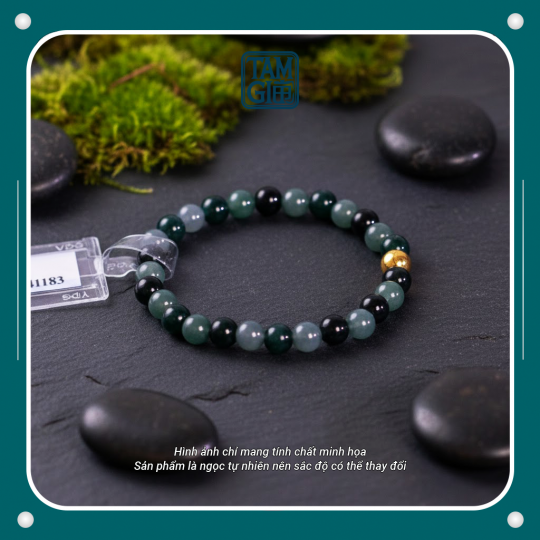 Vòng Lam Ngọc Hạt Tròn Mix Charm Ngọc (Type A) – Vật Phẩm Cầu An, Trường Thọ & Tịnh Tâm