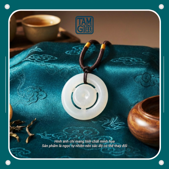 Dây Chuyền Đồng Điếu Bạch Nguyệt Quang Chalcedony – Vật Phẩm Hóa Giải Rủi Ro, Ổn Định Tâm Trí & Thanh Lọc