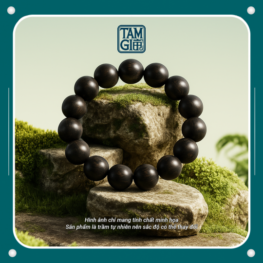 Vòng Trầm Chìm Hạt Bầu – Vật Phẩm Năng Lượng Trầm Tĩnh, Uy Nghi Tối Cao & Bảo Hộ