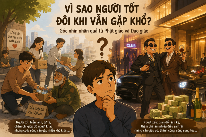 Vì Sao Người Tốt Đôi Khi Vẫn Gặp Khổ? Góc Nhìn Nhân Quả Từ Phật Giáo Và Đạo Giáo