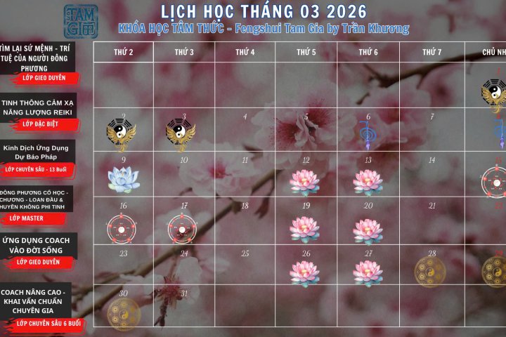 Lịch Học Tháng 03/2026 – Học Viện Fengshui Tam Gia