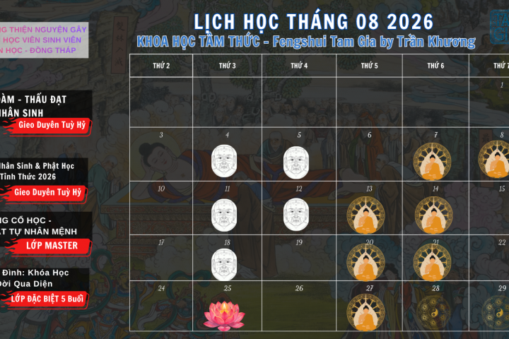 LỊCH HỌC THÁNG 08/2026